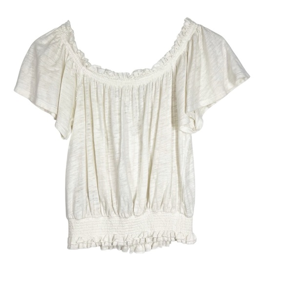 WE THE FREE Hummingbird Tee Linen Cotton Ivory Peasant Style Blouse Size Small - Picture 7 of 9